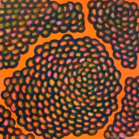 Orange Fluoro Coral, 50 x 50cm, acrylic on canvas